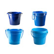 © wanna - Cleaning equipment in a blue bucket Isolated on a white background