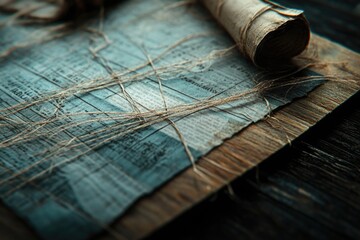 Poster - A single sheet of paper lying flat on a rustic wooden surface, ideal for writing, reading or displaying