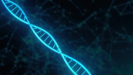 Poster - Blue digital DNA. Computer generated 3d render