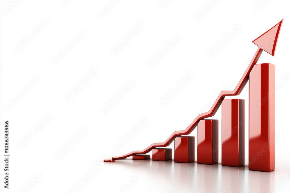 Visualize your growth upward trending bar chart with arrow on a clean ...