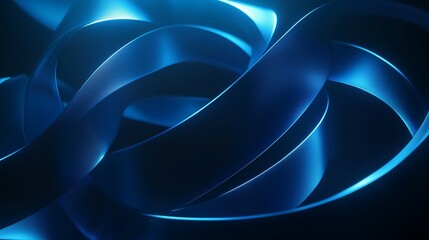 Poster - Abstract blue ribbons intertwined against a dark backdrop creating a dynamic visual effect in a studio setting
