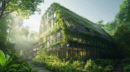 Aufkleber - Innovative green architecture transforming urban spaces with net zero greenhouse technologies for a sustainable future