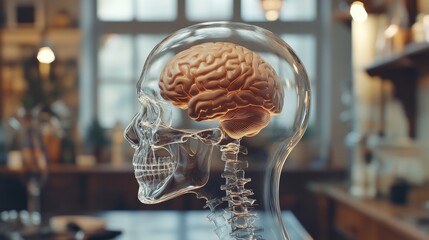 Poster - Clear Skull Model with Visible Brain Anatomy