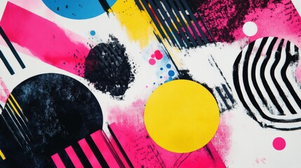 Fototapete - Abstract Colorful Shapes Mixed Media Artwork