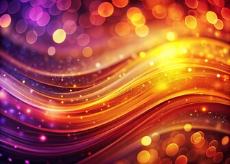 Poster - Vibrant Curved Background with Bokeh Effect in Purple, Red, Orange, and Yellow - Noise, Grit, and Grain Texture for Web Banner Design