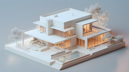 Printed House design 3D isometric