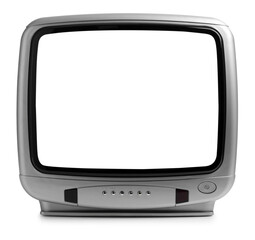 Retro TV with blank screen isolated on white