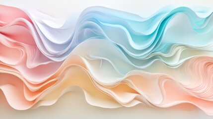 Poster - colorful waves of paper in soft pastel tones