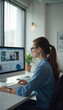 © AlgoVijo - Young Woman in Glasses Working Intensely at Modern Office Desk