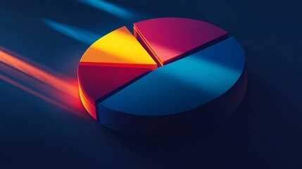 Fototapete - Colorful Pie Chart with Light Effects on Dark Background