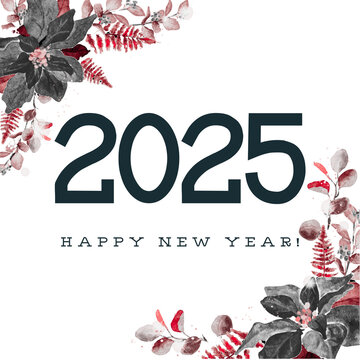 Happy New Year 2025 Celebration Design Festive Background Golden Text and New Years Eve Graphic