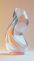 Poster - elegant glass sculpture with flowing curves highlighting artistic design and clear material in soft 