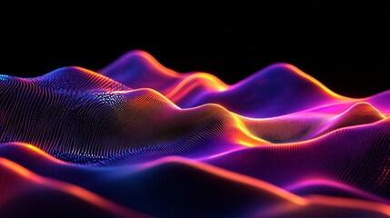 Poster - Vibrant Abstract Wave Patterns in Dark Background