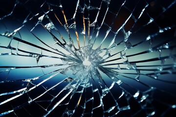 Poster - Shattered glass reflecting light in an abstract pattern, emphasizing the chaos of destruction