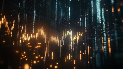 Poster - abstract digital visualization of data flow and signals