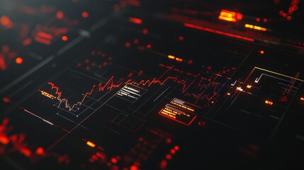 Leinwandbilder - Abstract Digital Data Visualization in Red Tones