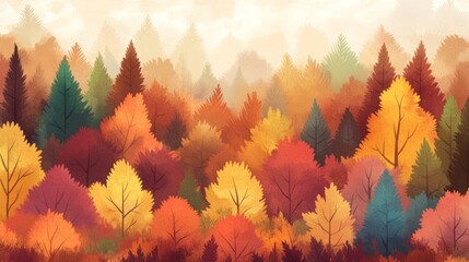 Wall Mural - Scenic autumn forest. Vibrant fall colors showcase