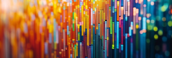 Aufkleber - Wide view of digital stock board with price changes in various colors symbolizing active trading markets with side empty space for text
