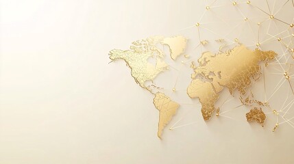 Leinwandbilder - World map with trading routes and connection lines, symbolizing the interconnected global economy with side empty space for text