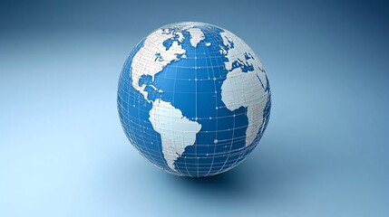 Fototapete - Abstract globe with digital connections across countries, symbolizing the global economic network with side empty space for text