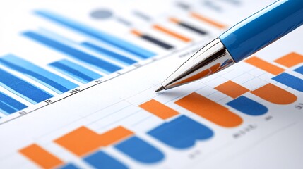 Poster - Diverse team in a strategic financial meeting analyzing growth charts and financial projections, representing collaboration in economic planning with side empty space for text