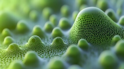 microscopic green virus particles in detail