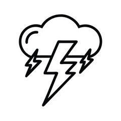 Wall Mural - thunderstorm cloud icon with lightning bolts, black outline icon of a storm cloud with multiple ligh