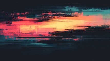 Poster - Dark glitch background with digital distortion effects