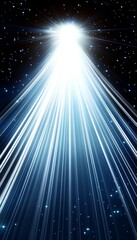 Wall Mural - brilliant light rays on black background with stars, energy, power, technology concept.