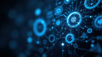 A digital illustration of a network of connected gears and nodes, representing a concept related to coding or cyber security.