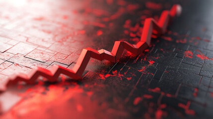 Poster - Abstract background showcasing a red arrow pointing downwards to signify business downturn