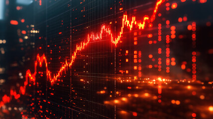 Poster - Visual representation of financial crisis with a downward trend in stock market chart analysis
