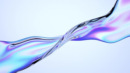 Poster - Abstract animation, background design with iridescent wave, 4k looping video, 3d render