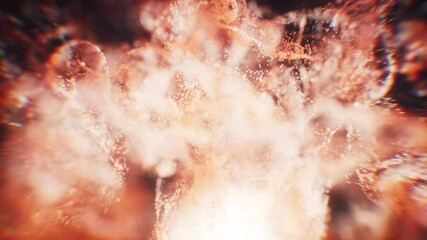 Wall Mural - red flowing particles with explosive wave effect, 3d rendering.