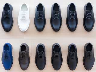 Top view of a collection of shoes in different styles