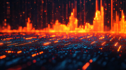 Poster - Visualizing a bear market with a close up shot of digital stock market tracking price crash trends