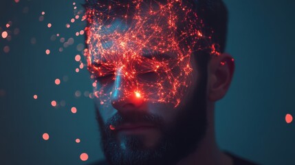 Poster - A visual representation of neural connections showcases intricate pathways and pulses of light, symbolizing active brain functions and interactions in a human mind