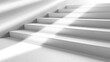 © Unclutter Aesthetics - Elegant white staircase with smooth steps, bright light casting shadows.
