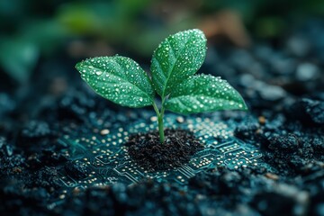 Poster - A Young Plant Sprouting from a Circuit Board
