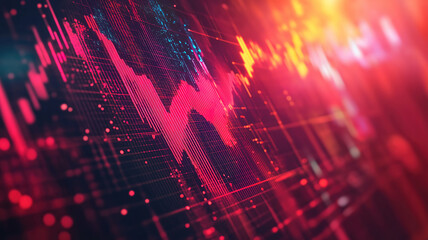 Poster - Abstract background emphasizes a chart with a red down arrow symbolizing the downward trend