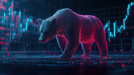 Poster - Understanding bear markets through a illustration of falling equity prices on stock market chart