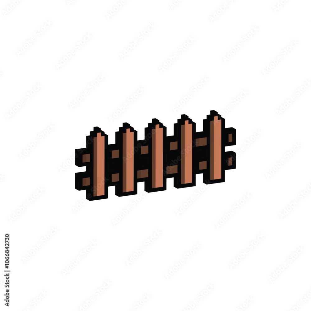 isometric pixel Fence icon. sign pixel art icon vector 8 bit game Stock ...