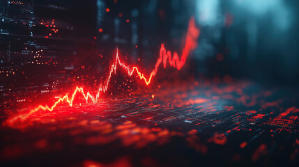 Poster - Creative crash recession chart showcasing a bold red arrow symbolizing economic downturn