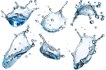 Aufkleber - Realistic water droplets splashing in mid air on transparent background