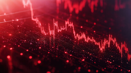 Poster - Red downward trend chart depicting economic collapse and business crash in stock markets
