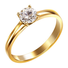 Gold engagement ring with diamond