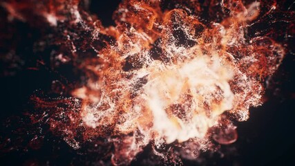Wall Mural - red flowing particles with explosive wave effect, 3d rendering.