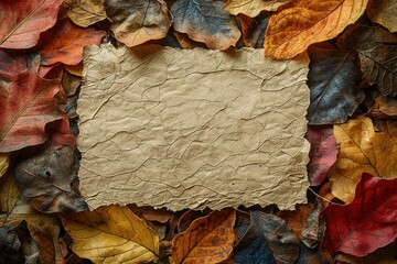 Poster - Dried Autumn Leaves with a Textured Background