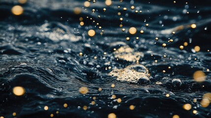 Aufkleber - Black and gold bubbles floating on the water s surface