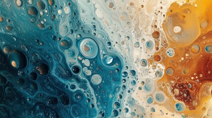 Aufkleber - large and small oil spots dispersed on water, creating a mesmerizing organic design